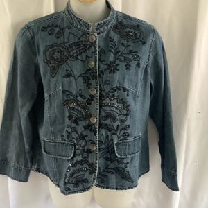 Hannah ladies beaded embellished denim jacket size large